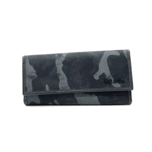 PRADA Camouflage 6-Ring Key Holder Long Key Case Nylon Black/gray - Picture 1 of 12
